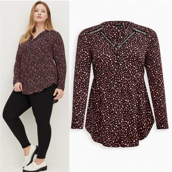 Torrid Emma Babydoll Rayon Slub Lace Trim Tunic Top 6X - Picture 6 of 15